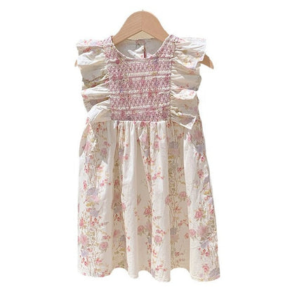 MyKids-USA® Baby Kids Girls Sleeveless Flowers Pattern Crew Neck Princess Dress