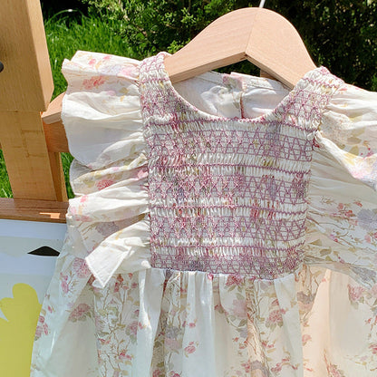 MyKids-USA® Baby Kids Girls Sleeveless Flowers Pattern Crew Neck Princess Dress