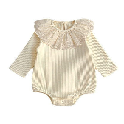 MyKids-USA® Baby Solid Color Long Sleeves bodysuit For Girls With Hollow Out Collar