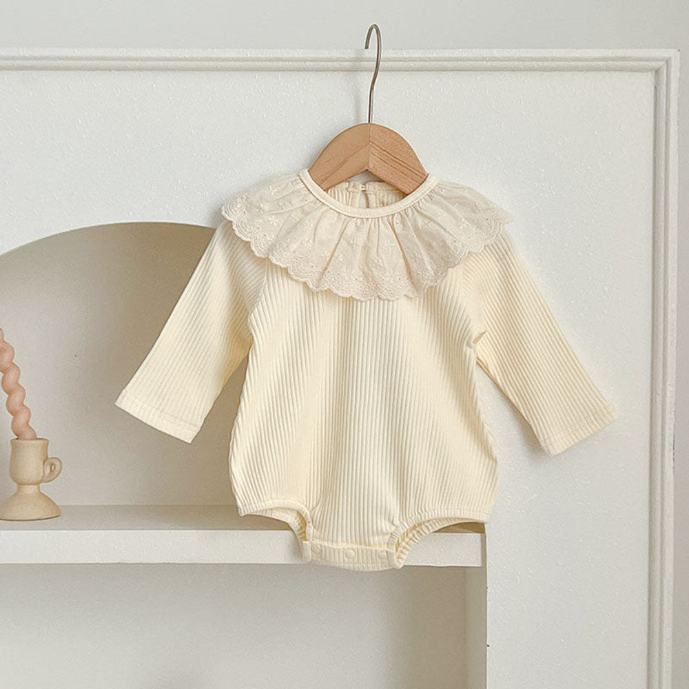 MyKids-USA® Baby Solid Color Long Sleeves bodysuit For Girls With Hollow Out Collar