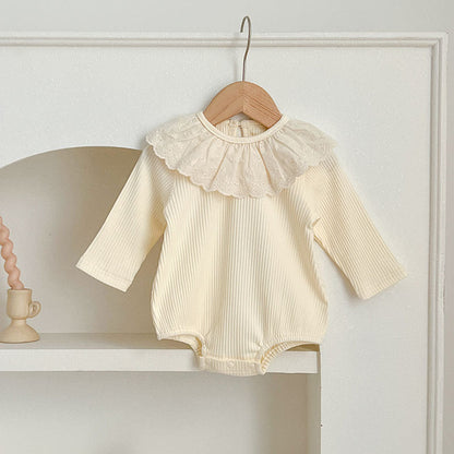 MyKids-USA® Baby Solid Color Long Sleeves bodysuit For Girls With Hollow Out Collar