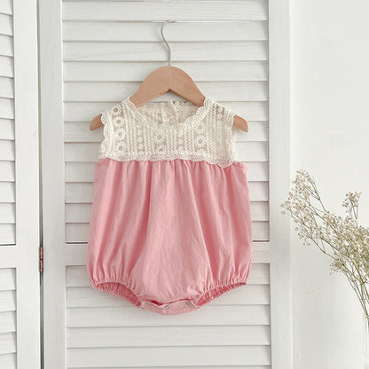 MyKids-USA® Girls Floral Embroidery Lace Patchwork Sleeveless bodysuit And Girls’ Dress – Princess Sister Matching Set