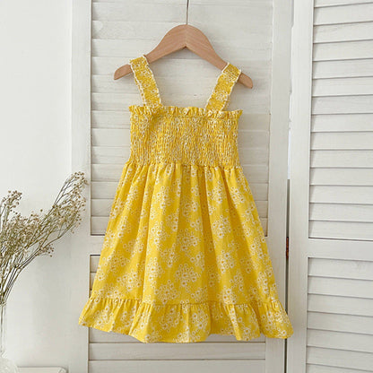 MyKids-USA® Girls Floral Pattern Sleeveless Off Shoulder Pleated Strap bodysuit And Girls’ Dress – Princess Sister Matching Set