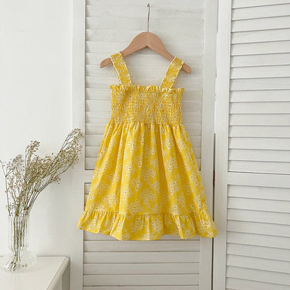 MyKids-USA® Girls Floral Pattern Sleeveless Off Shoulder Pleated Strap bodysuit And Girls’ Dress – Princess Sister Matching Set