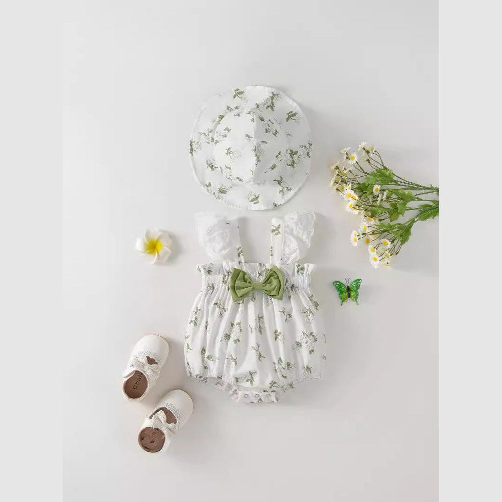 MyKids-USA® Design Baby Girls Floral Pattern Fly Sleeves Strap bodysuit