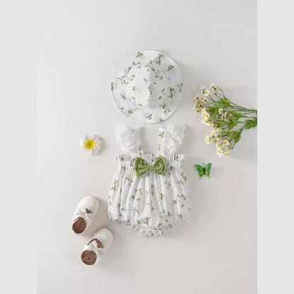 MyKids-USA® Design Baby Girls Floral Pattern Fly Sleeves Strap bodysuit
