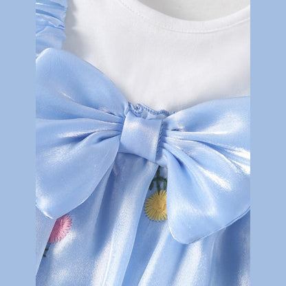 MyKids-USA® Baby Girls Floral Pattern Short Sleeves Big Bow bodysuit