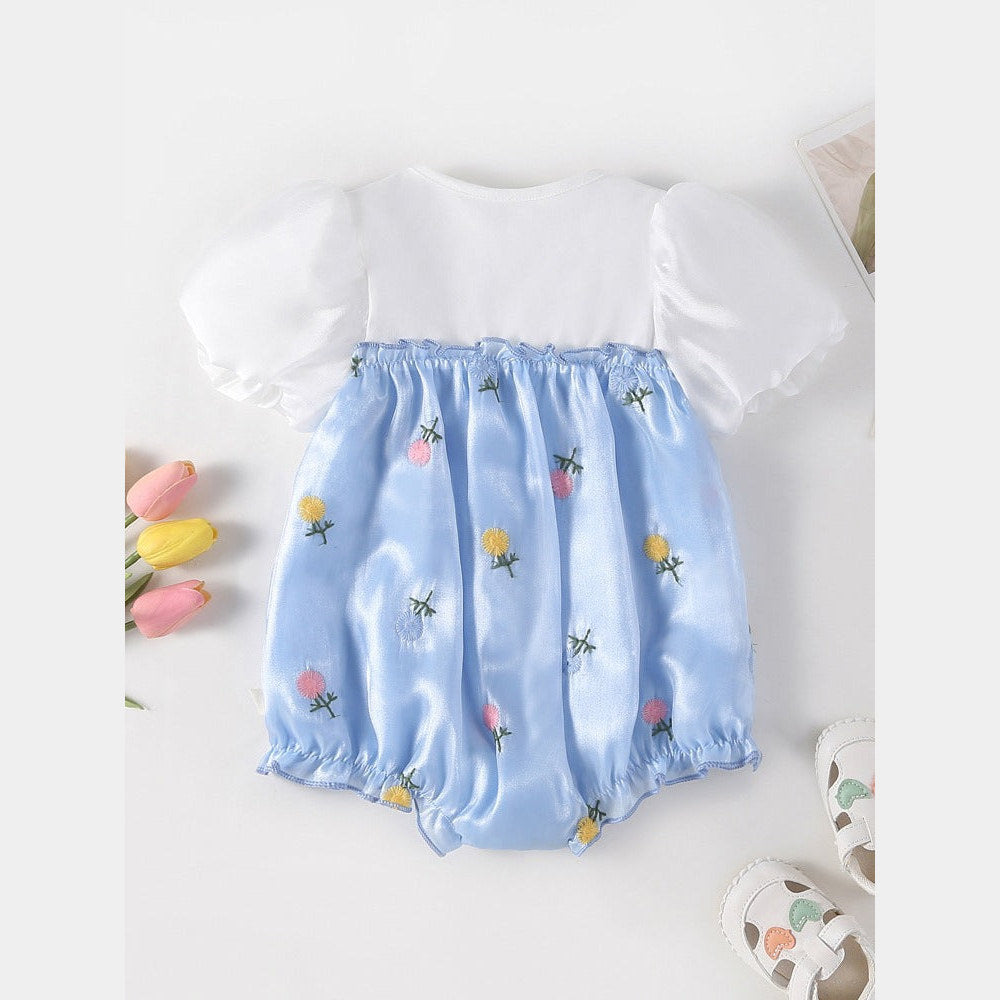 MyKids-USA® Baby Girls Floral Pattern Short Sleeves Big Bow bodysuit