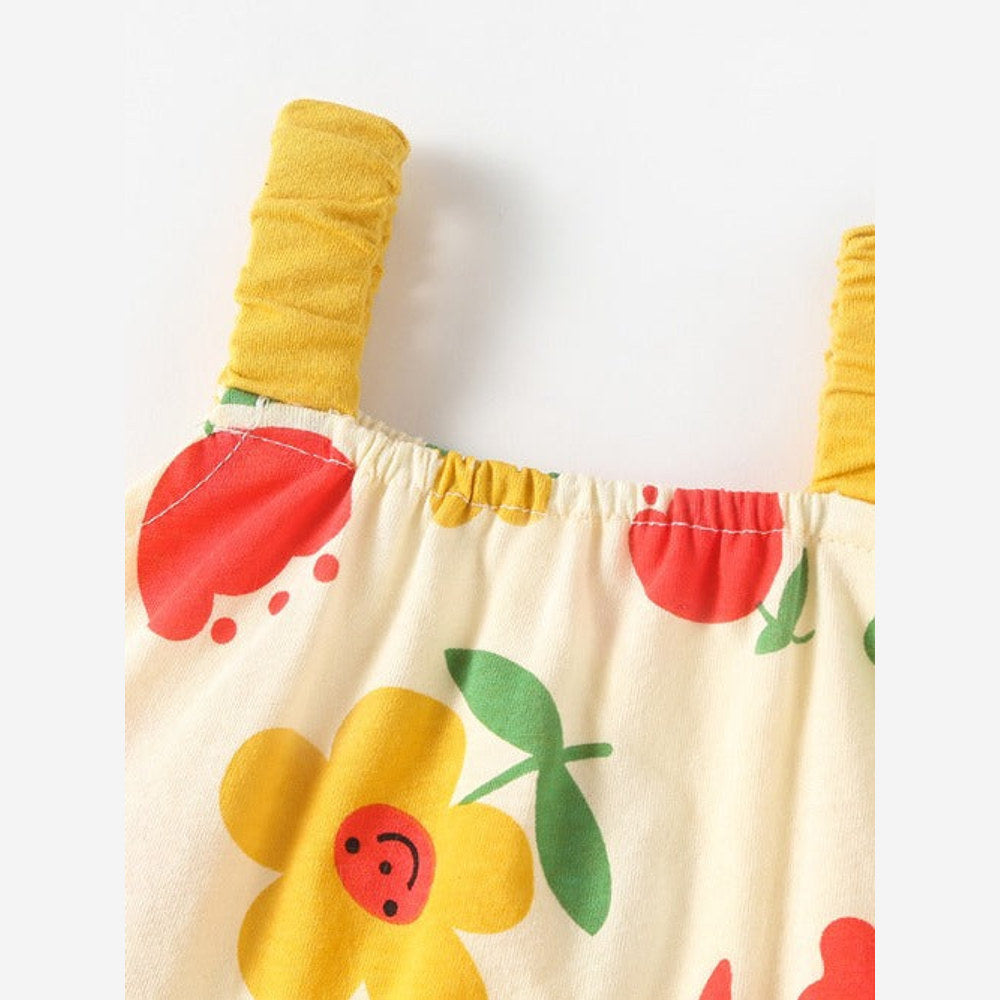MyKids-USA® Baby Kids Girls Floral Pattern Sleeveless Strap Top Dress And Bloomers Casual Clothing Set