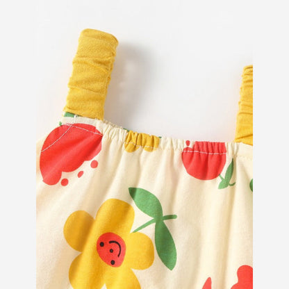MyKids-USA® Baby Kids Girls Floral Pattern Sleeveless Strap Top Dress And Bloomers Casual Clothing Set