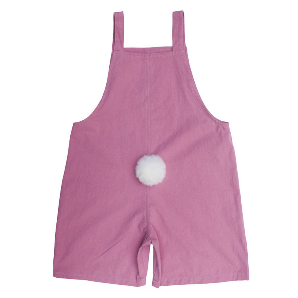 MyKids-USA® Baby Kids Girls Pink Comfy Cute Rabbit Tail Overalls
