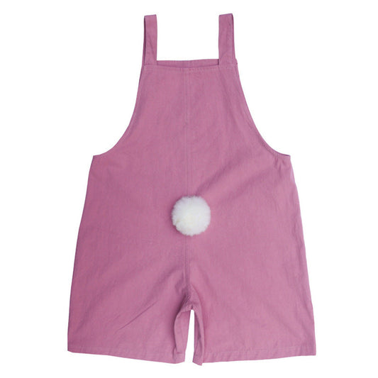 MyKids-USA® Baby Kids Girls Pink Comfy Cute Rabbit Tail Overalls