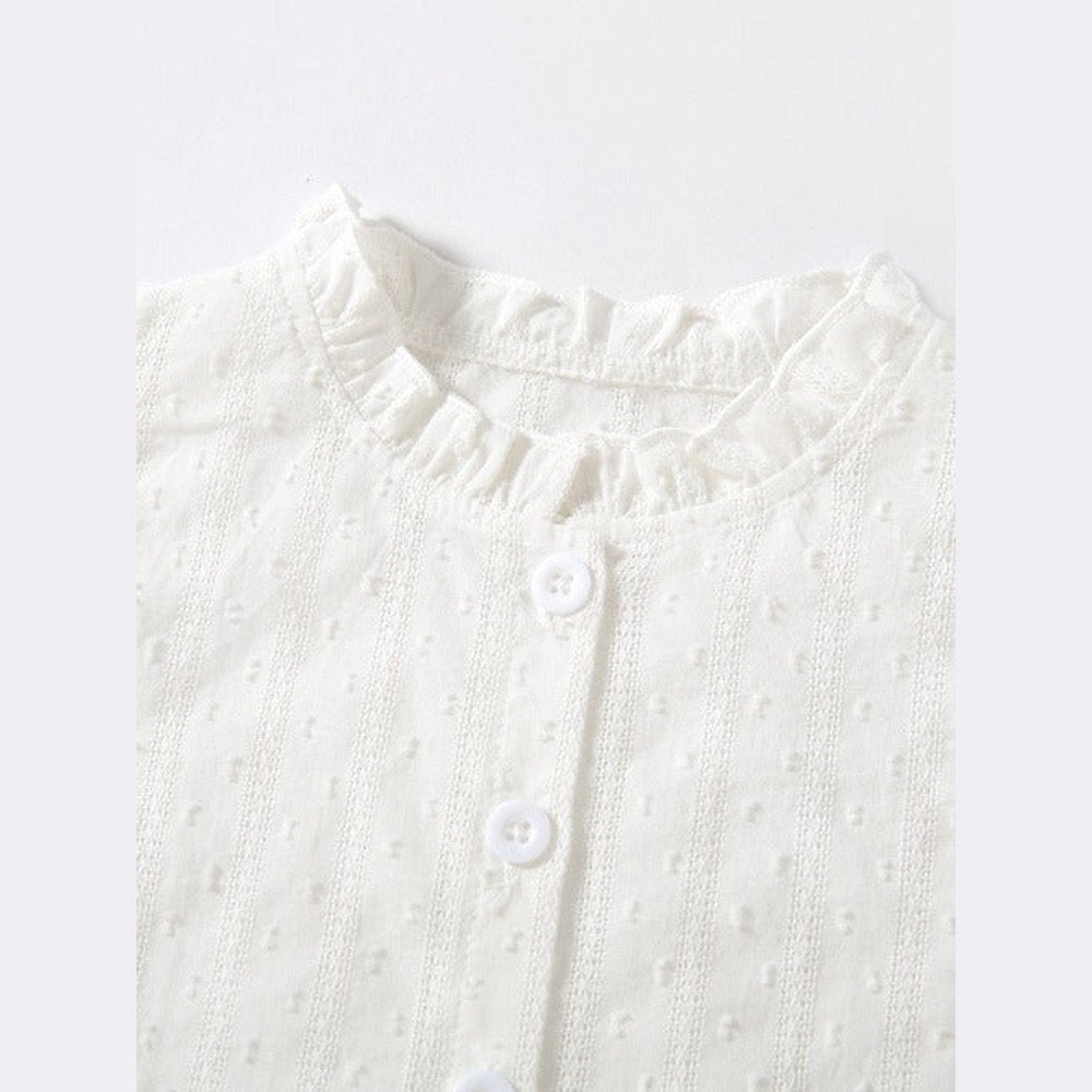 MyKids-USA® Summer Baby Kids Girls Solid Color Striped Pattern Fly Sleeves Top Shirt And Fruits Pattern Shorts Casual Clothing Set