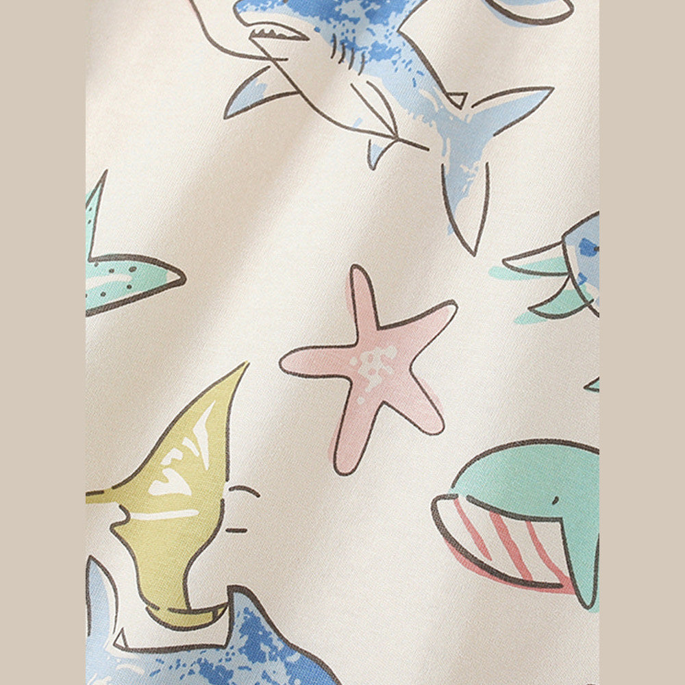 MyKids-USA® Baby Kids Girls Marine Animals Cartoon Pattern Short Sleeves T-Shirt And Shorts Casual Clothing Set