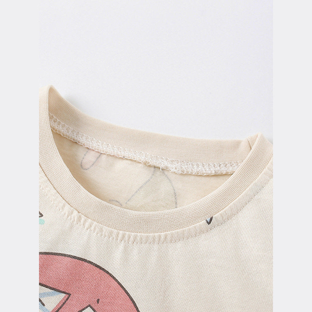 MyKids-USA® Baby Kids Girls Marine Animals Cartoon Pattern Short Sleeves T-Shirt And Shorts Casual Clothing Set