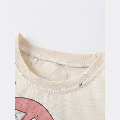 MyKids-USA® Baby Kids Girls Marine Animals Cartoon Pattern Short Sleeves T-Shirt And Shorts Casual Clothing Set
