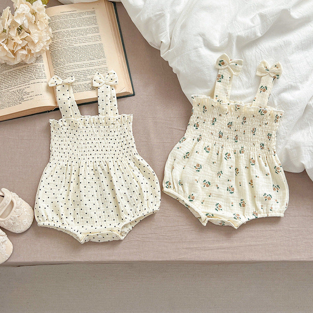 MyKids-USA® Design Baby Girls Floral Pattern Sleeveless Off Shoulder Strap bodysuit