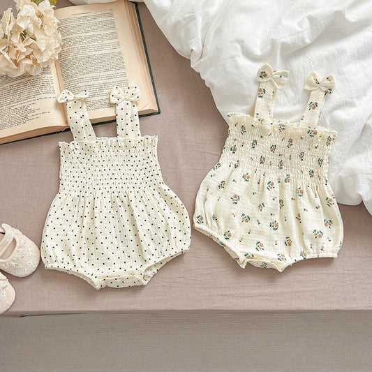 MyKids-USA® Design Baby Girls Floral Pattern Sleeveless Off Shoulder Strap bodysuit