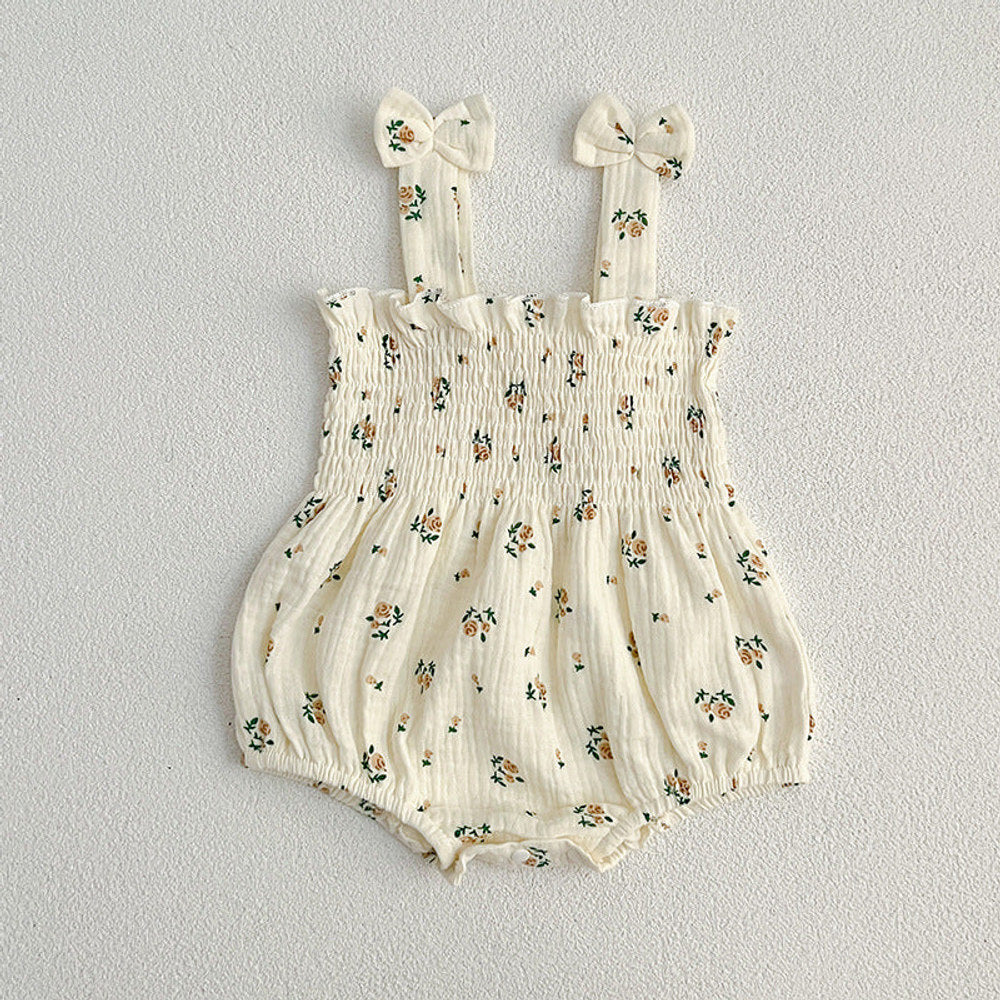 MyKids-USA® Design Baby Girls Floral Pattern Sleeveless Off Shoulder Strap bodysuit