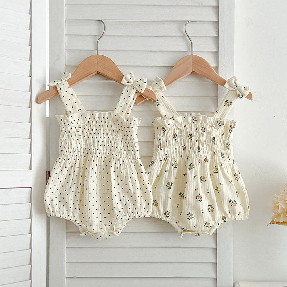 MyKids-USA® Design Baby Girls Floral Pattern Sleeveless Off Shoulder Strap bodysuit