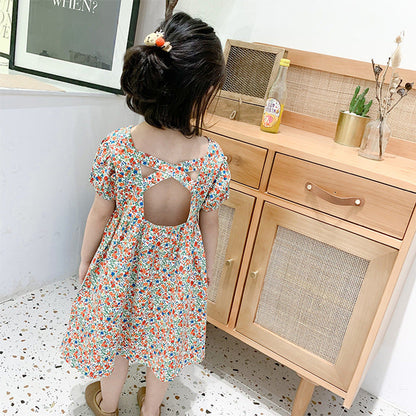 MyKids-USA® Baby Kids Girls Dense Floral Pattern Short Sleeves Dress
