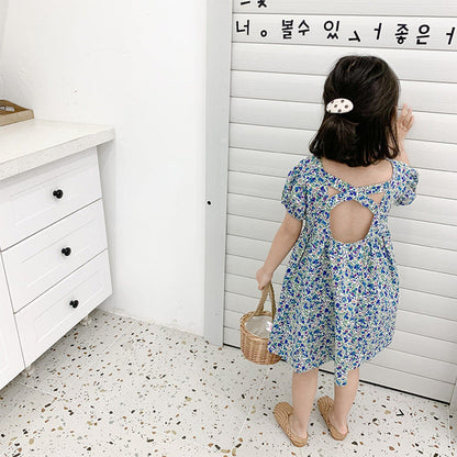 MyKids-USA® Baby Kids Girls Dense Floral Pattern Short Sleeves Dress