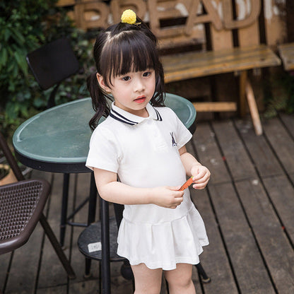 MyKids-USA® Summer Baby Girls Short Sleeves Turn-Down Collar Sport Polo Design Dress