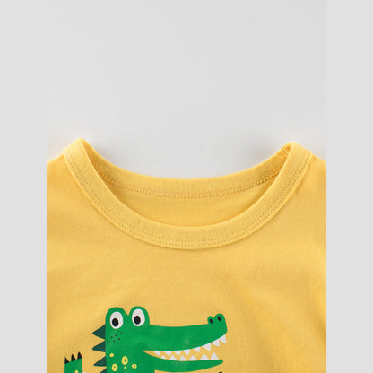 MyKids-USA® Boys’ Cartoon Alligator Print T-Shirt In European And American Style