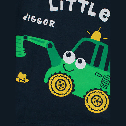 MyKids-USA® Boys’ Cartoon Excavator Print T-Shirt In European And American Style