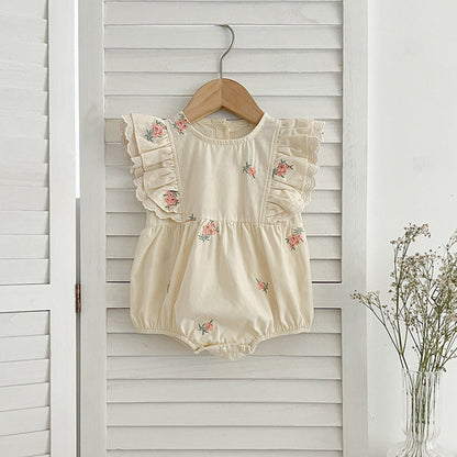 MyKids-USA® Design Baby Kids Girls Floral Pattern Embroidery Sleeveless Crew Neck bodysuit And Girls’ Dress – Princess Sister Matching Set