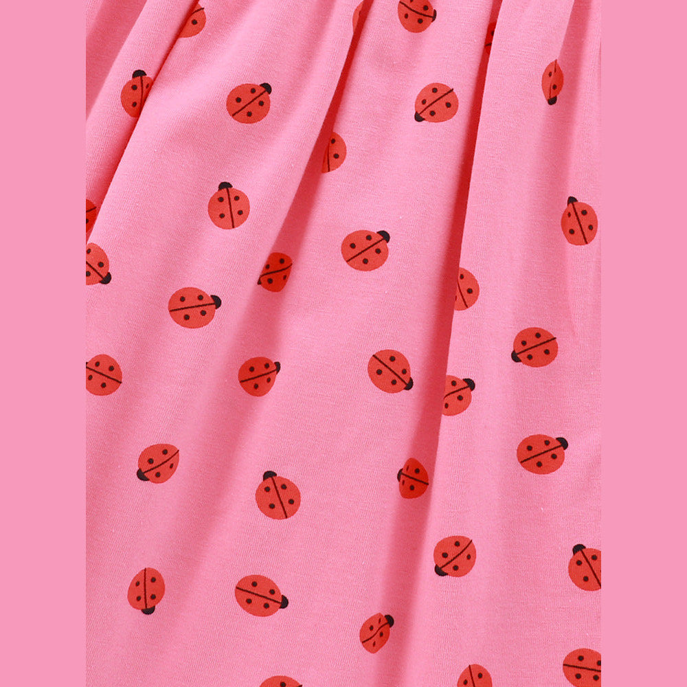 MyKids-USA® Baby Kids Girls Short Sleeves Ladybird Print Pink Dress