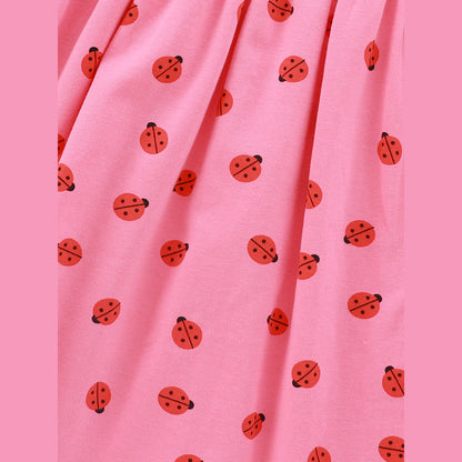 MyKids-USA® Baby Kids Girls Short Sleeves Ladybird Print Pink Dress