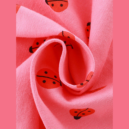 MyKids-USA® Baby Kids Girls Short Sleeves Ladybird Print Pink Dress