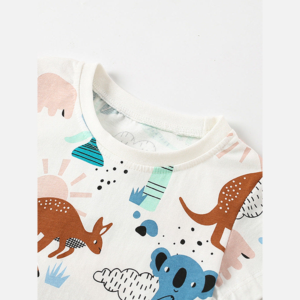 MyKids-USA® Boys’ Animals Cartoon Pattern Short Sleeves T-Shirt In European And American Style