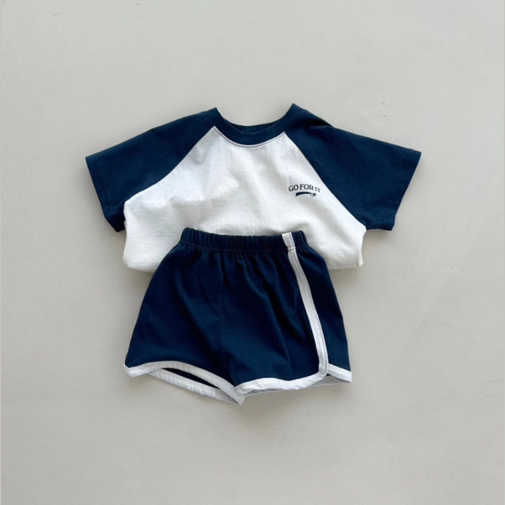 MyKids-USA® Baby Kids Unisex Letters Pattern Top T-Shirt And Shorts Sportswear Clothing Set