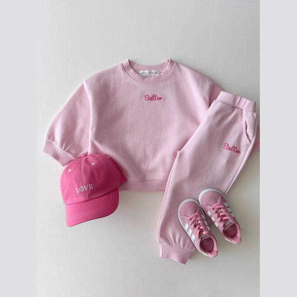 MyKids-USA® Baby Kids Unisex Casual Letter Embroidery Pullover And Pants Clothing Set