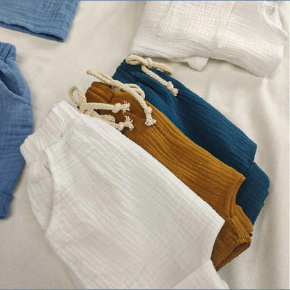 MyKids-USA® Baby Kids Short Sleeves Solid Color T-Shirt And Shorts Casual Clothing Set