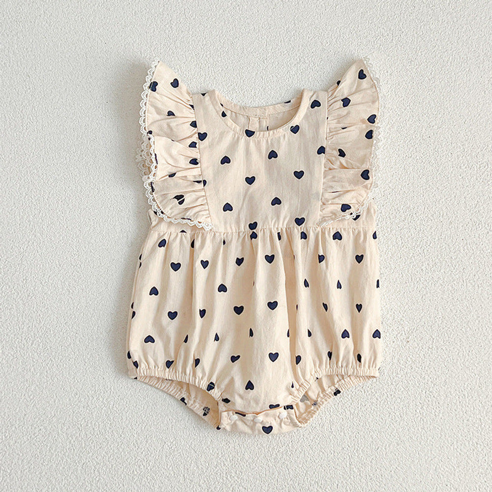 MyKids-USA® Baby Kids Girls Heart Pattern Sleeveless Crew Neck bodysuit And Girls’ Dress – Princess Sister Matching Set