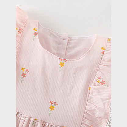 MyKids-USA® Baby Kids Girls Sleeveless Floral Print Round Neck Pink Dress