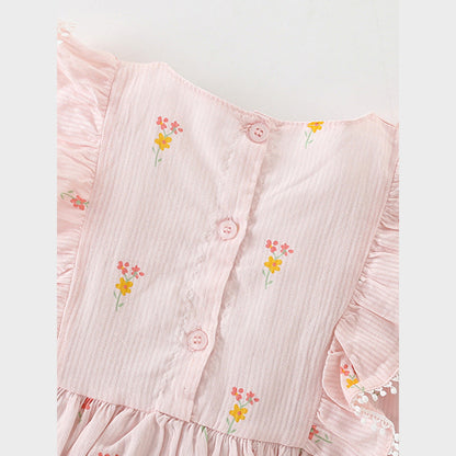 MyKids-USA® Baby Kids Girls Sleeveless Floral Print Round Neck Pink Dress