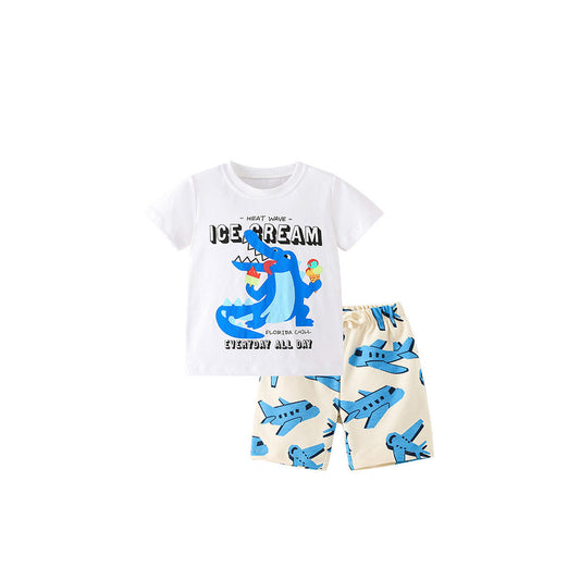 MyKids-USA® Baby Kids Boys Animals Cartoon Print T-Shirt And Shorts Clothing Set