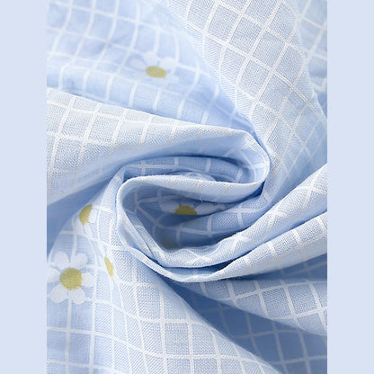 MyKids-USA® Girls’ Simple Plaid Short Sleeves Light Blue Dress