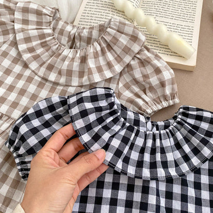 MyKids-USA® Baby Kids Girls Plaid Short Sleeves Round Collar Top And Shorts Casual Clothing Set