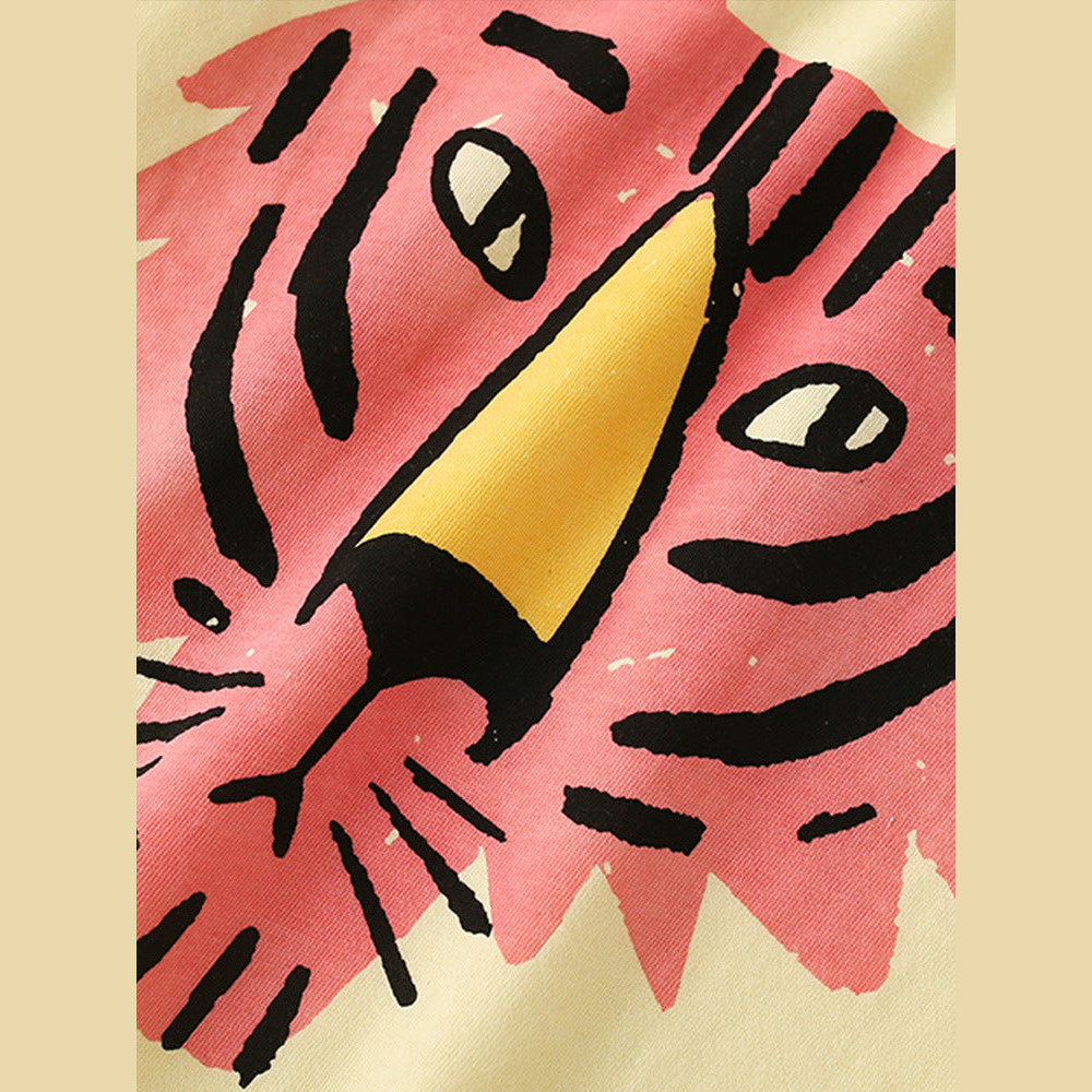 MyKids-USA® Baby Kids Boys Tiger Animals Cartoon Print T-Shirt And Striped Shorts Clothing Set