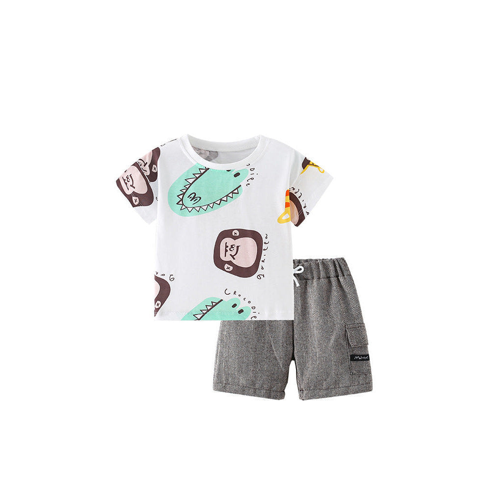 MyKids-USA® Baby Kids Boys Animals Cartoon Print T-Shirt And Casual Shorts Clothing Set