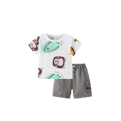 MyKids-USA® Baby Kids Boys Animals Cartoon Print T-Shirt And Casual Shorts Clothing Set