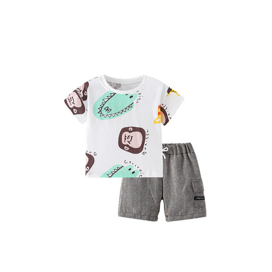 MyKids-USA® Baby Kids Boys Animals Cartoon Print T-Shirt And Casual Shorts Clothing Set