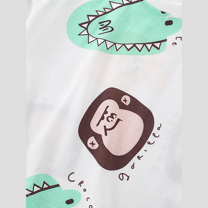 MyKids-USA® Baby Kids Boys Animals Cartoon Print T-Shirt And Casual Shorts Clothing Set