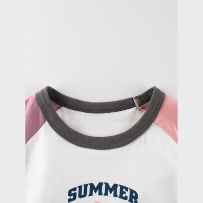 MyKids-USA® Ice-Cream Cartoon Print Girls’ T-Shirt In European And American Style For
