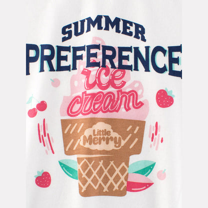 MyKids-USA® Ice-Cream Cartoon Print Girls’ T-Shirt In European And American Style For